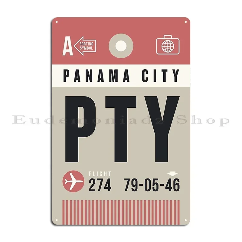 Luggage Tag A Pty Panama City Metal Plaque Cinema Garage Printing Party PaintingTin Sign Poster