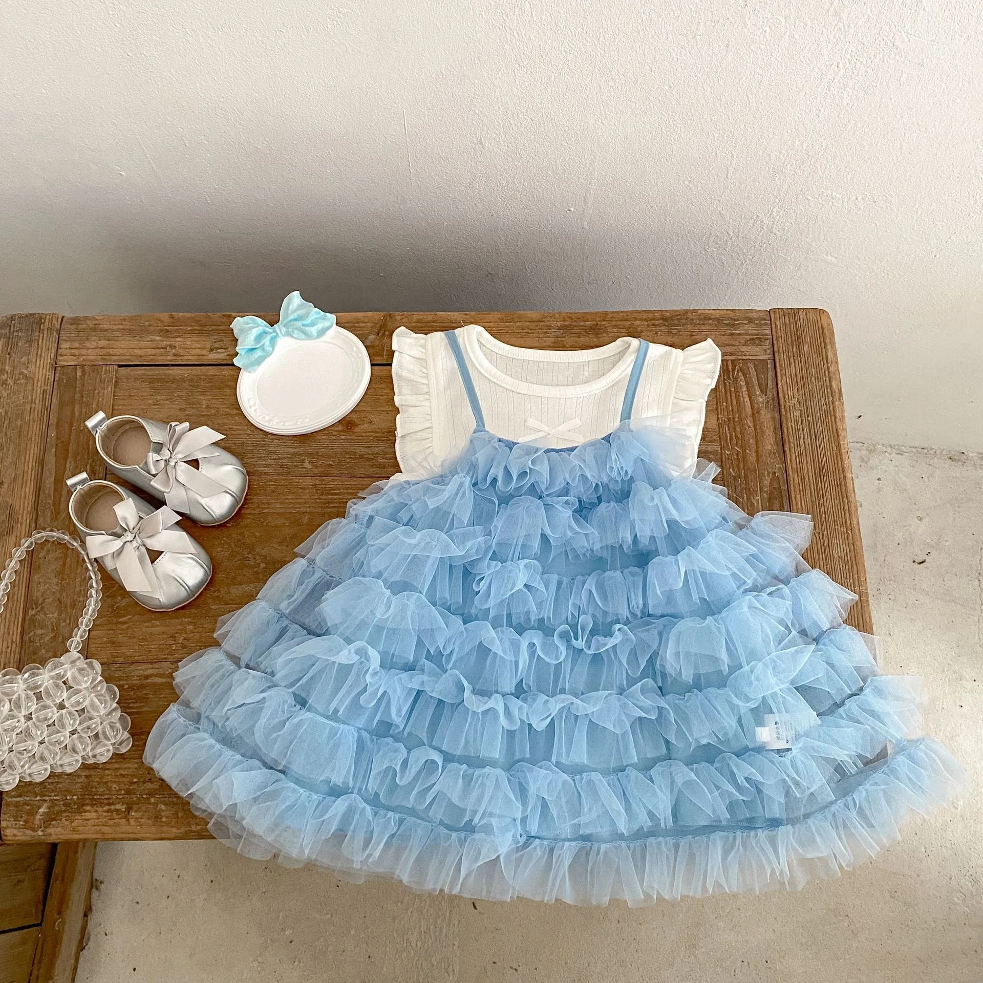 Summer Girl's Dress Trendy New Style Baby Sweet Netting Strapless Skirt Summer Super Cute Cake Dress