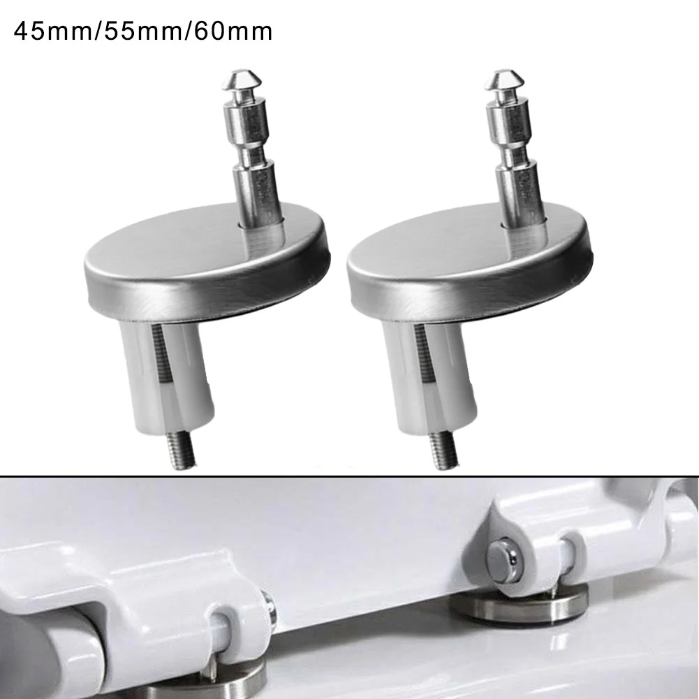 2pcs Toilet Lid Top Fixing Hinge Stainless Steel Universal-Toilet Seat Hinge Soft Release Quick Release Replacement Parts