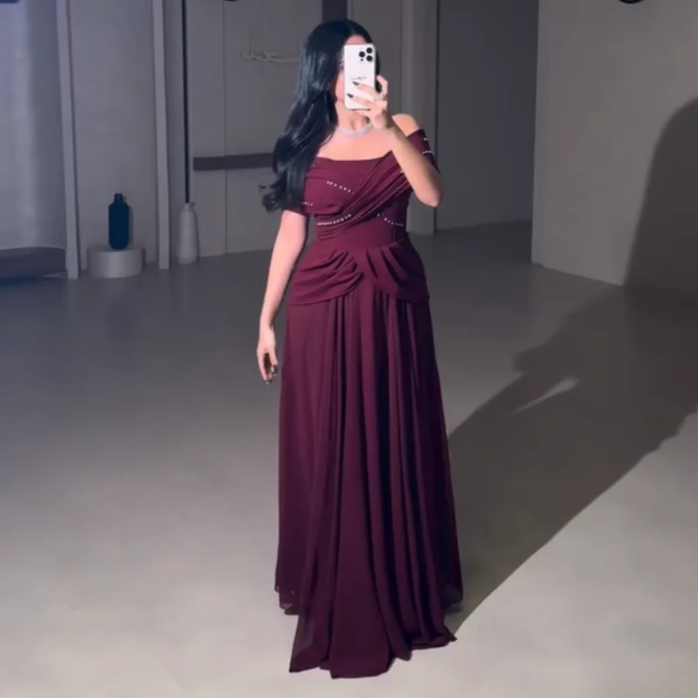 

Модные шифоновые длинные платья трапециевидной формы с открытыми плечами по индивидуальному заказу, формальный современный стиль