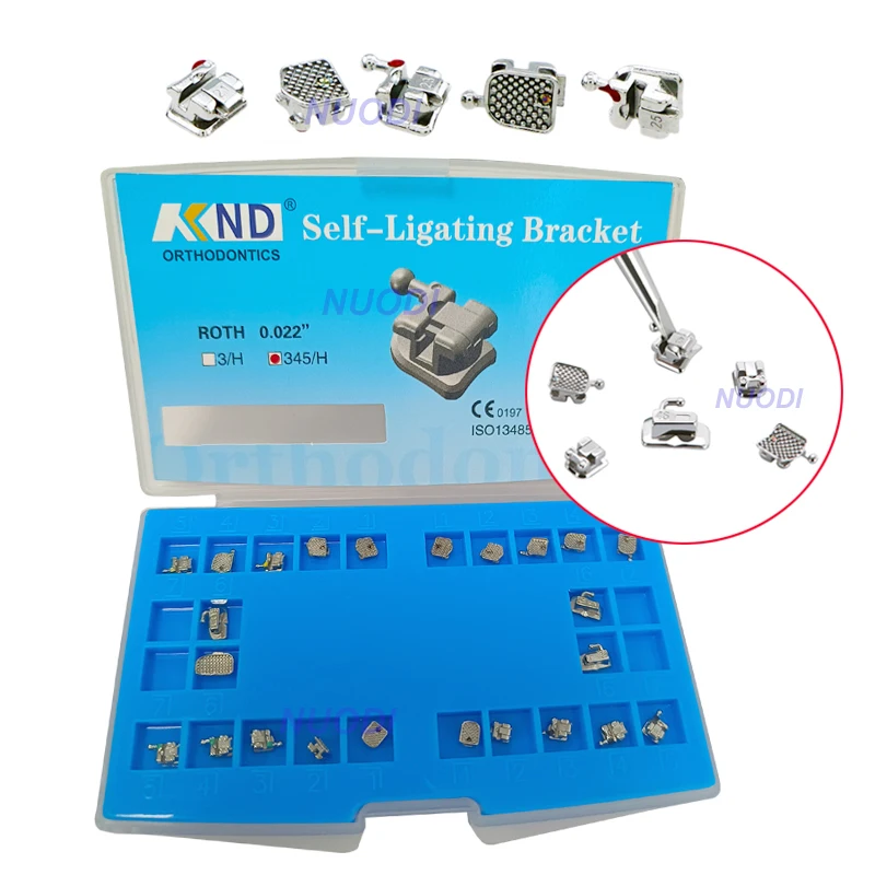 24Pcs/Set Orthodontic Dental MIM Metal Self-Ligating Bracket Roth/MBT 0.022 345Hooks Orthodontic Self Ligation Braces Brackets