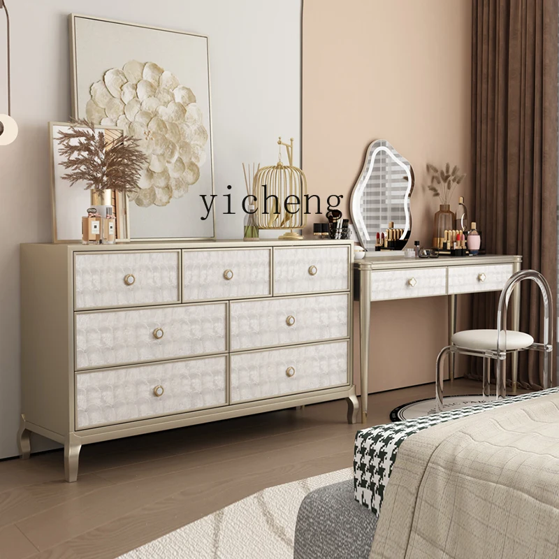 

ZYA Light Luxury Solid Wood Seven-Drawer Bedroom TV Cabinet Modern Simple Living Room Storage Drawer Organizer