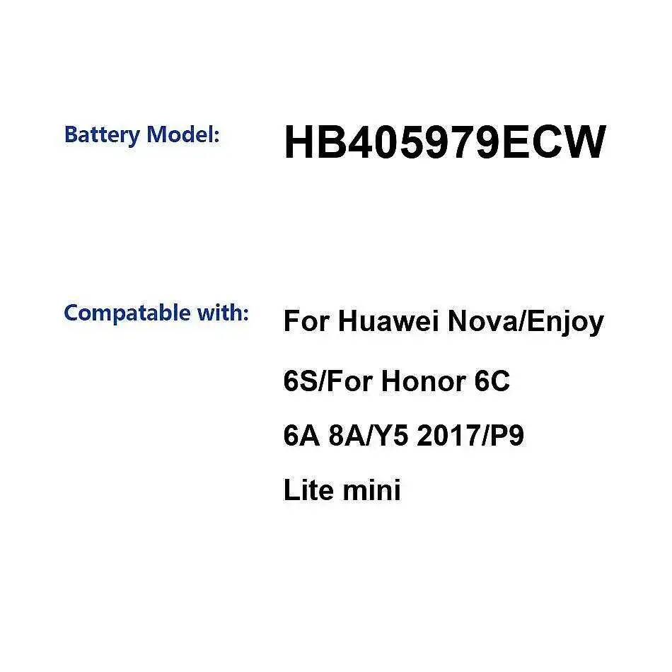 

Аккумулятор мобильного телефона 3020 мАч для Huawei Nova Enjoy 6S Honor 6C 6A 8A Y5 2017 P9 Lite Mini Lightweight HB405979ECW