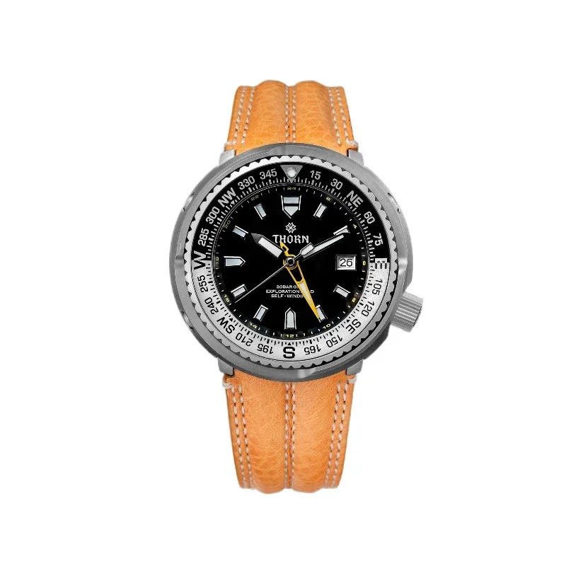 THORN New Watch Full Titanium Mountain Canned Watch NH34 Mechanical Movement GMT Double Timing Watches Waterproof Sport Watch