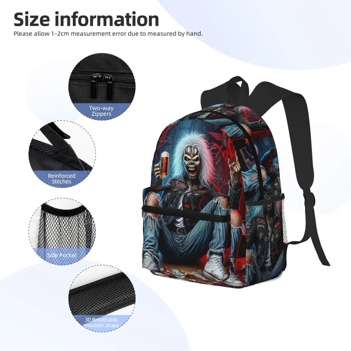 Zaino per studenti in metallo Iron Maiden Band, borsa da scuola, escursionismo, viaggio, zaino per ragazzi e ragazze, borse a tracolla alla moda
