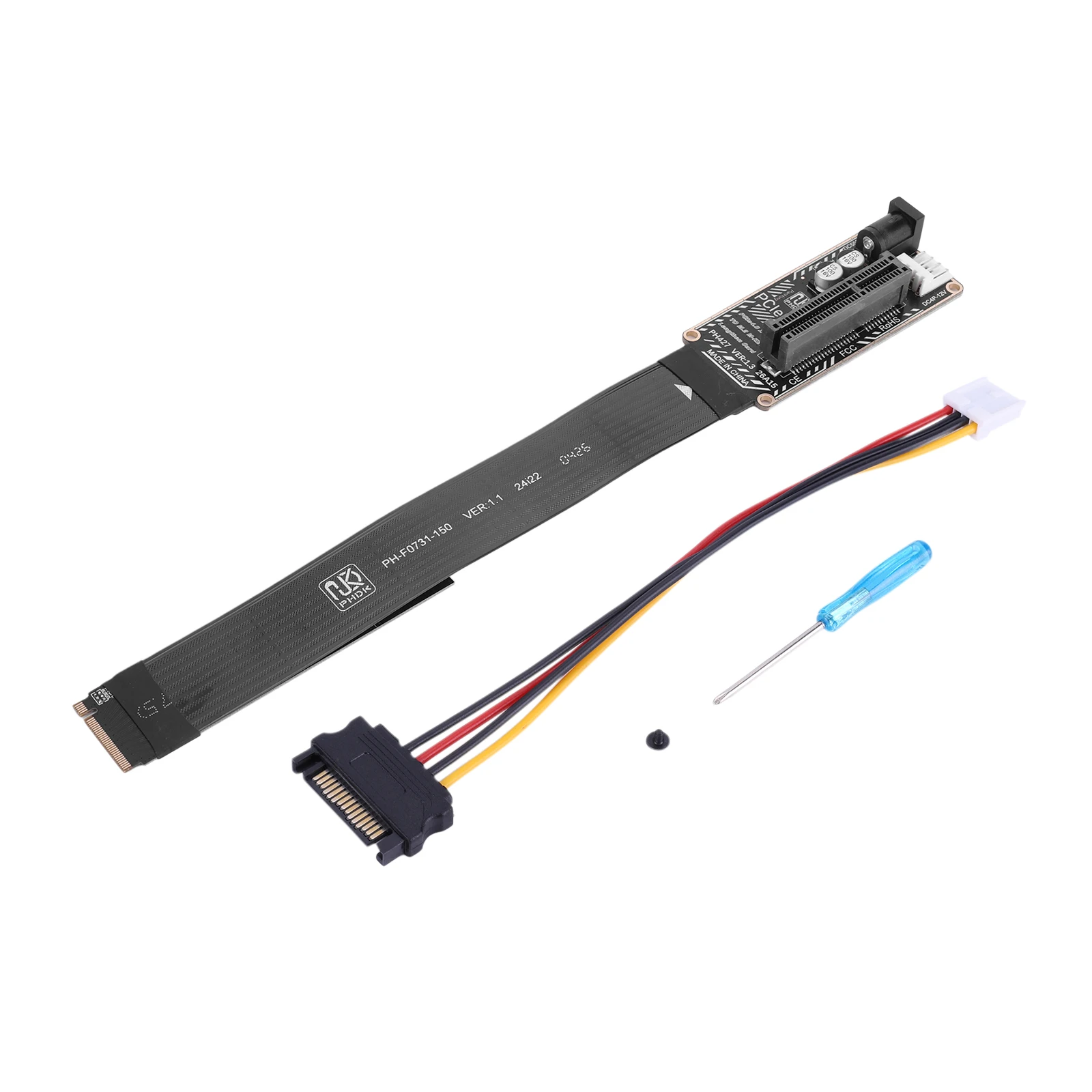 Carte d'extension GPU externe PCIe 4.0 X4, adaptateur de câble Riser M.2 NVMe M-Key pour PC de bureau