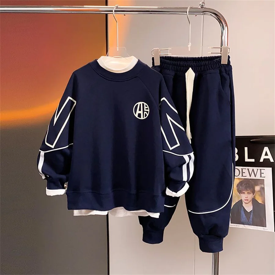 Kids Sport Clothing Sets Boys Tracksuit Autumn  Children Tops Pants 2Pcs Kit Outfit Teenager Boys letter print  Tracksuit 5-13Y