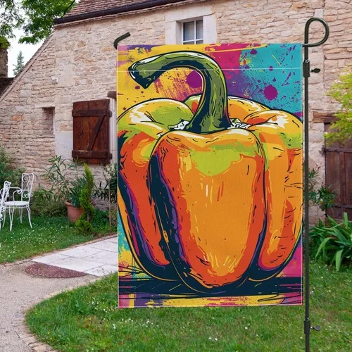 Colorful Bell Pepper Garden Flag, Multicolor Modern Art Vegetable, 12x18 Inch XXQ