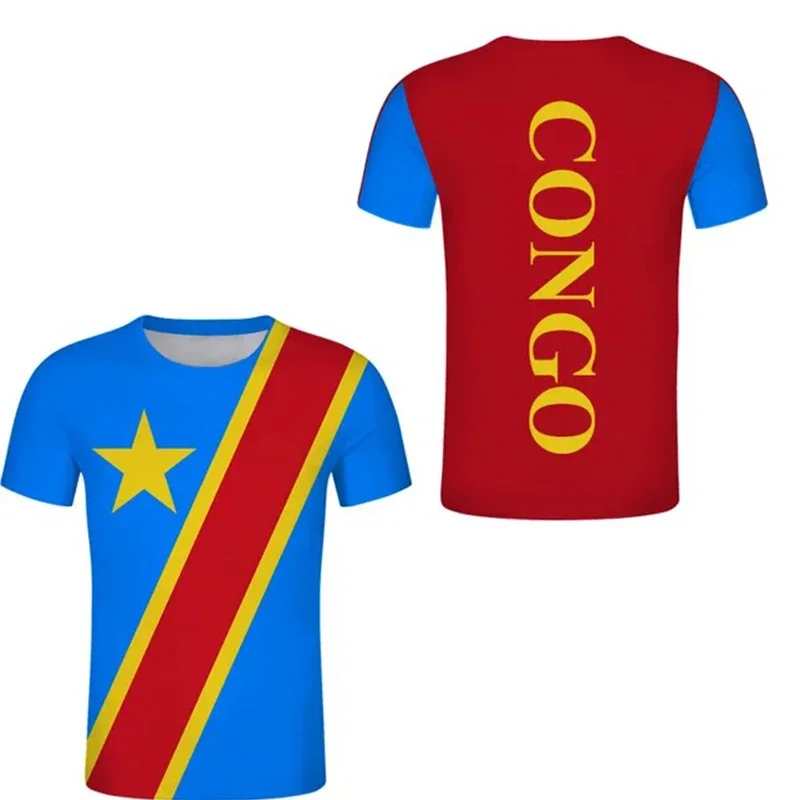 DR Congo T Shirt Summer Custom Men's Kinshasa ZAR Tshirts French Emblem Zaire Tee Con Customize ZA Country Design Top