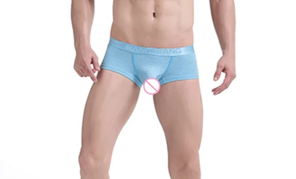 

Sexy Men Short Boxer Elephant Nose Pouch Underwear Soft Sport Briefs Solid Elasticity Lingerie Thin Breath Underpants Summer New