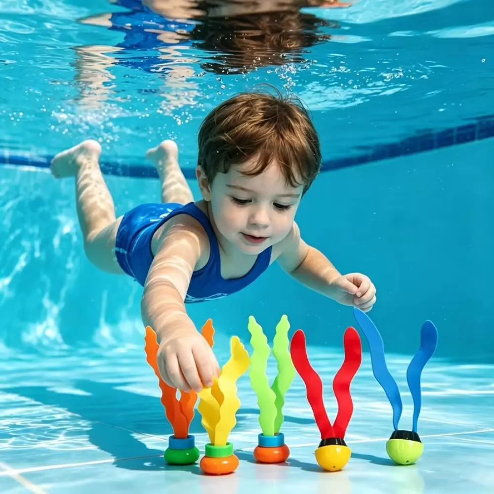 3PCS Artificial Aquatic Plants Diving Seaweed Soft Rubber Random Color Pool Training Set Bright Colors Swimming Training