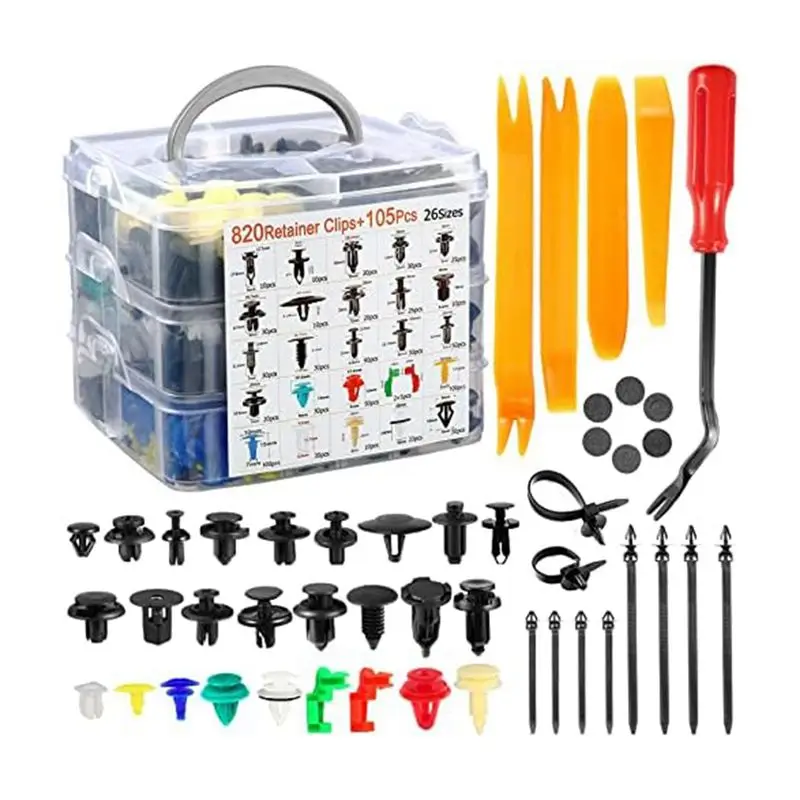 925 PCS Car Bumper Retainer Clips Plastic Rivets Fasteners Handle Rod Clip As Shown Plastic Auto Push Pin Rivets Set-X67A