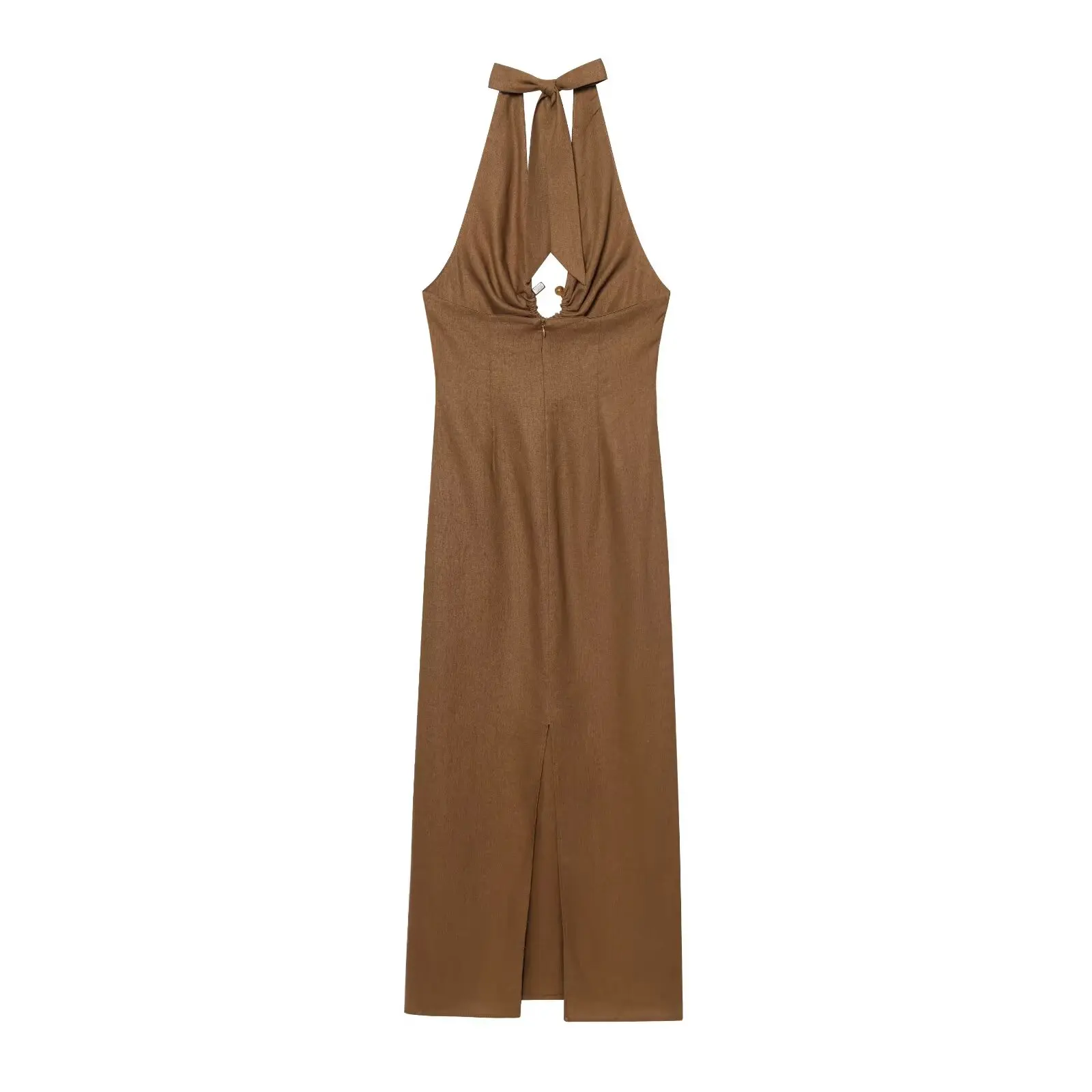 KONDALA Chic Braun Sexy Chic Aushöhlen Split Frau Kleider Elegante Mode 2025, Geburtstag Abend Party Kleid Tank Lange Vestidos