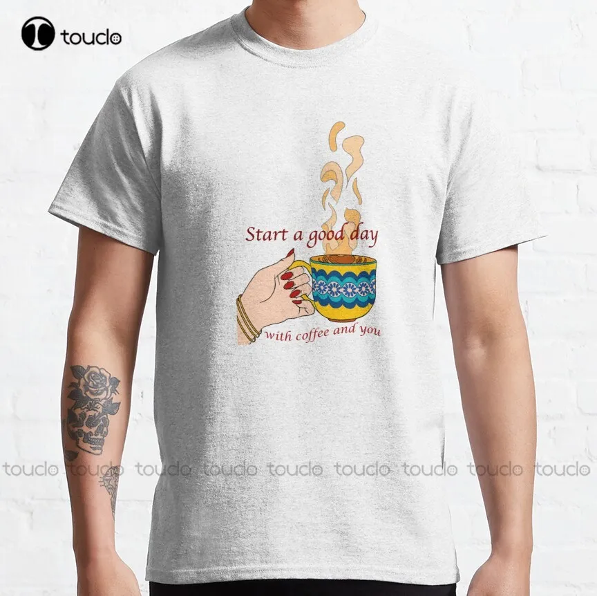 Cute Take It Away Coffee Designs Classic T-Shirt Cute Shirts For Women Tee T Shirts Digital Printing Breathable Cotton Retro