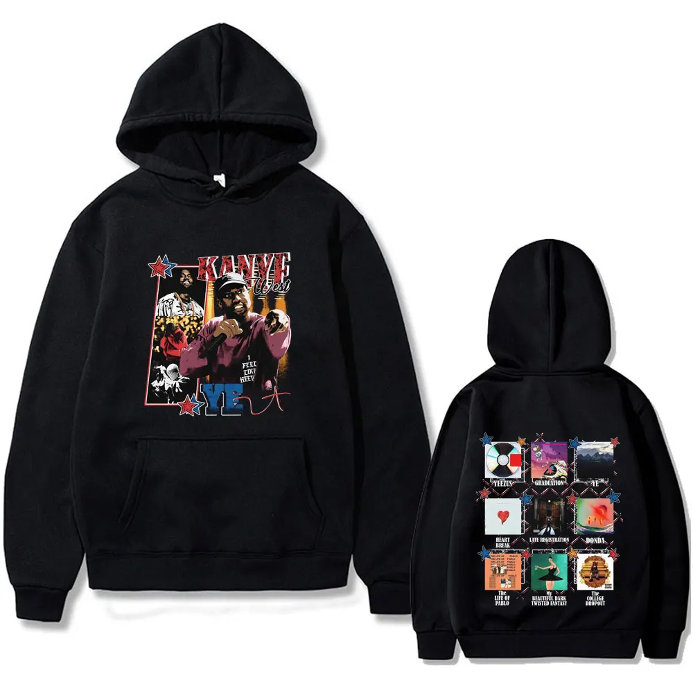 

Rapper Kanye West Graduation The Life of Pablo The College Dropout Hoodie Male Fashion Pop Music Pullover Men's Vintage Hoodies
