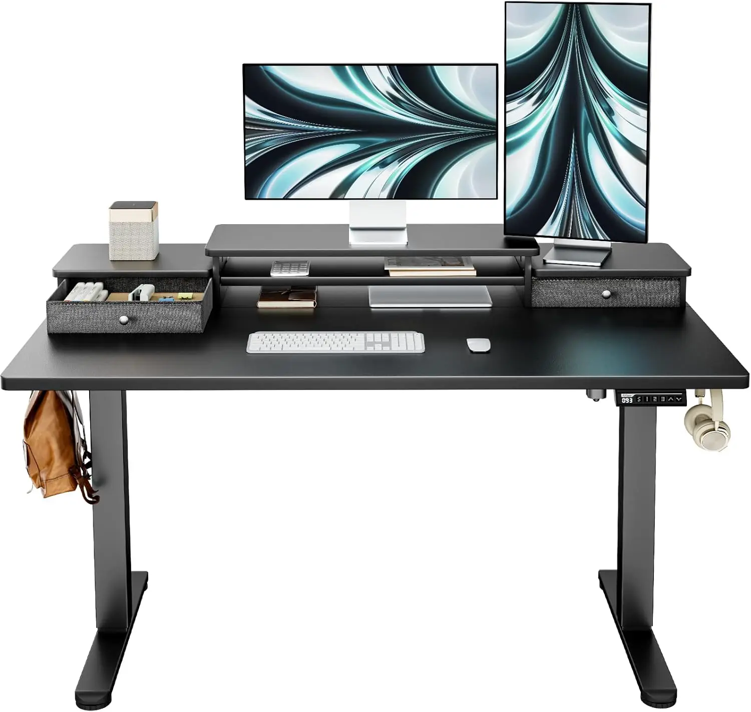 

Sit Stand Desk Desk with Drawers Height Adjustable 48x24 Inches Home Office Furniture - ErGear electric Standing Desk, Black