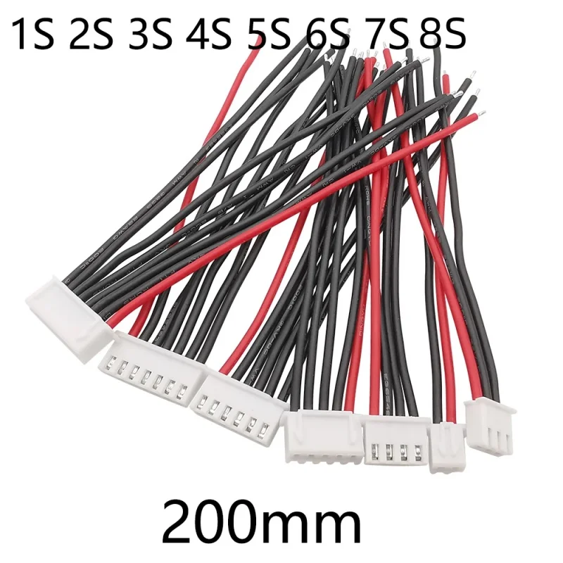 10Pcs JST XH 1s 2s 3s 4s 5s 6s 7s 8s Battery Balancing Charge Plug Silicone Wire JST XH Female Cable 200mm 22AWG for RC Parts