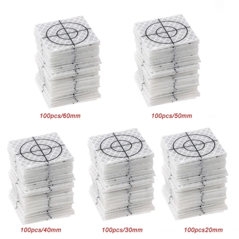 100pcs Reflective Targets Set For Total Station Compatibility With Crosshair Alignment For Facade And Corner Surveying Needs