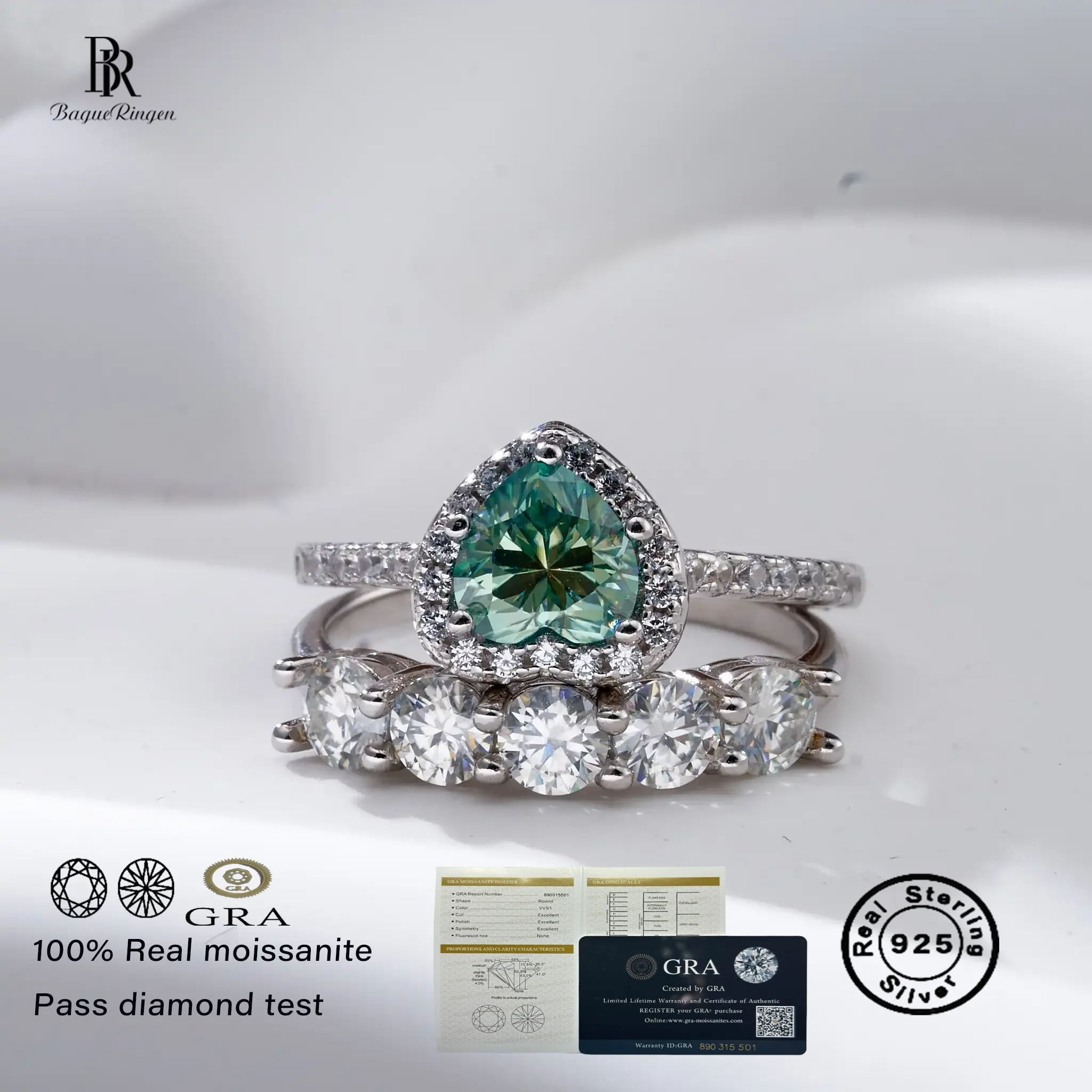 

2.5Ct Moissanite Women's Wedding Ring Set D Color VVS1 925 Sterling Silver Luxury Engagement Fine Jewelry Gift wholesale