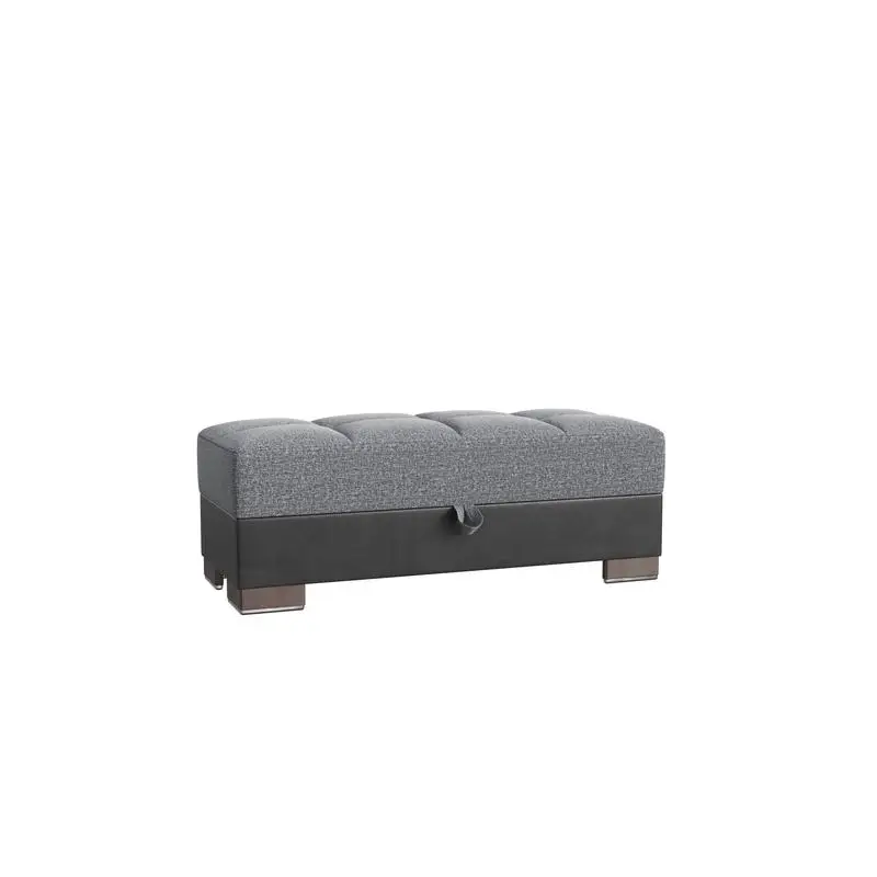 

Upholstered Storage Ottoman with Grey and Black PU Polyester Cover