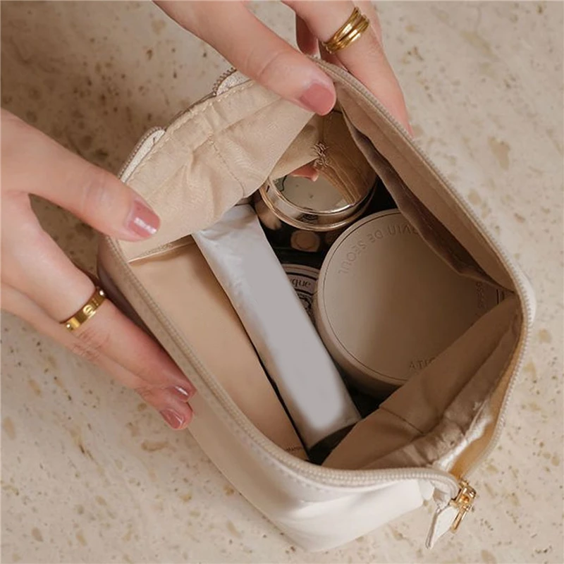 Women Fashion PU Makeup Bag Small Coin Storage Mouth Red Envelope Cosmetics Large Capacity Travel Portable Toiletry