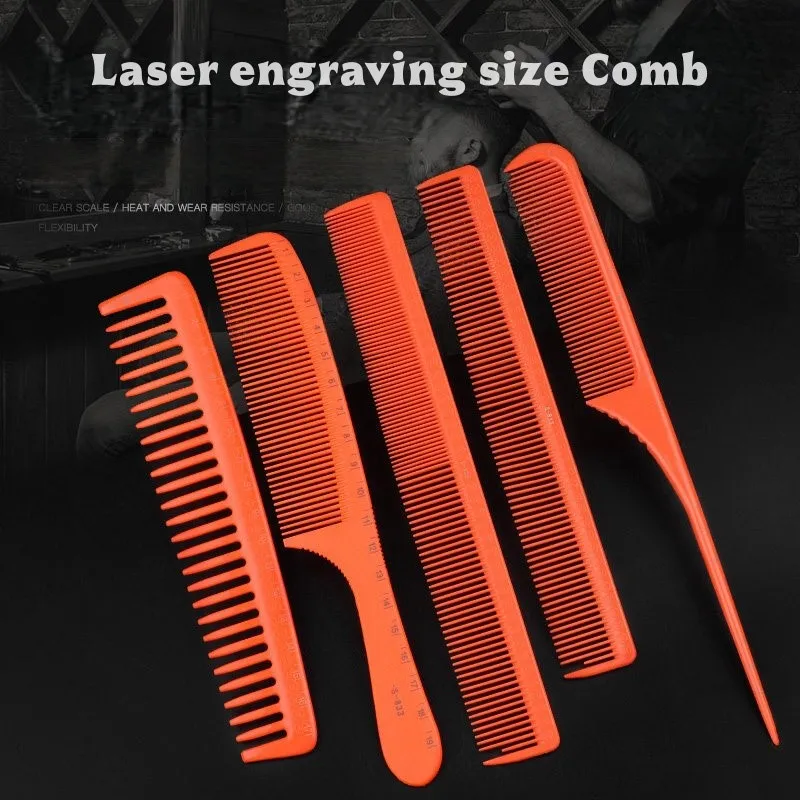 Orange Laser Engraving Size Comb Widened Push Cutting Hair Comb Stylist Professional Trimming Comb Hair Salon Tools Hair Brush
