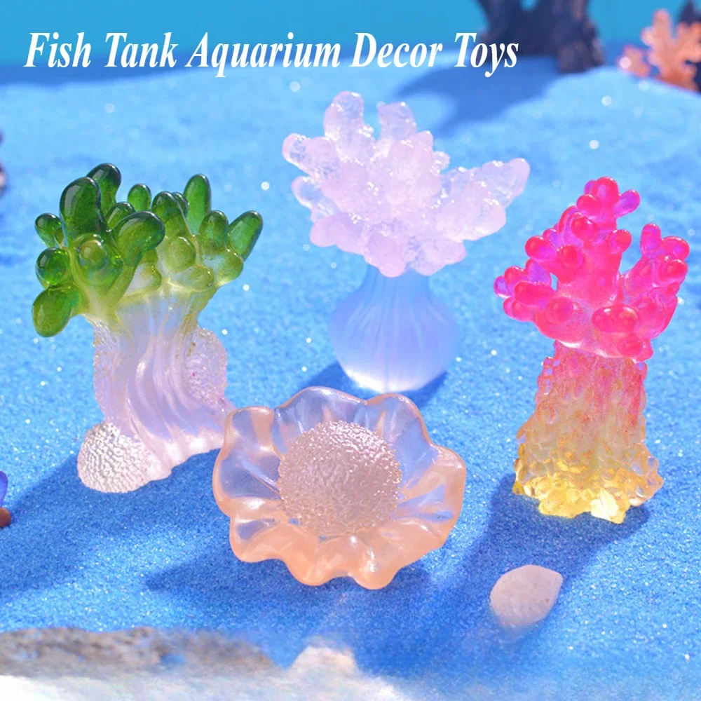 Marine Luminous Coral Micro Landscape Ornaments Glowing Coral Oyster DIY Desktop Fish Tank Aquarium Decor Toys для аквариума