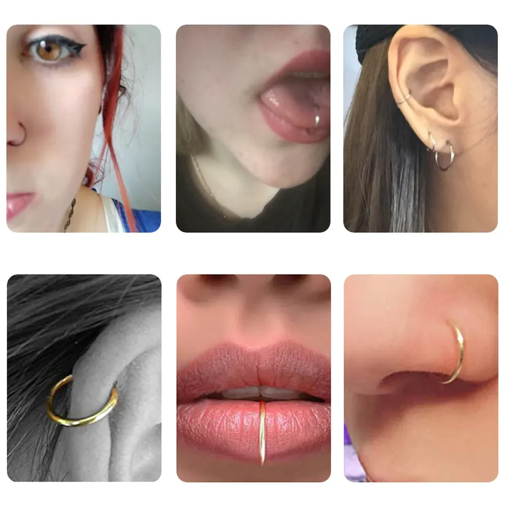 Doearko Hinged Septum Clicker Segment Nose Ring Lip Ear Cartilage Ear Helix Body Piercing Jewelry Surgical Steel Ring Hoop Ring