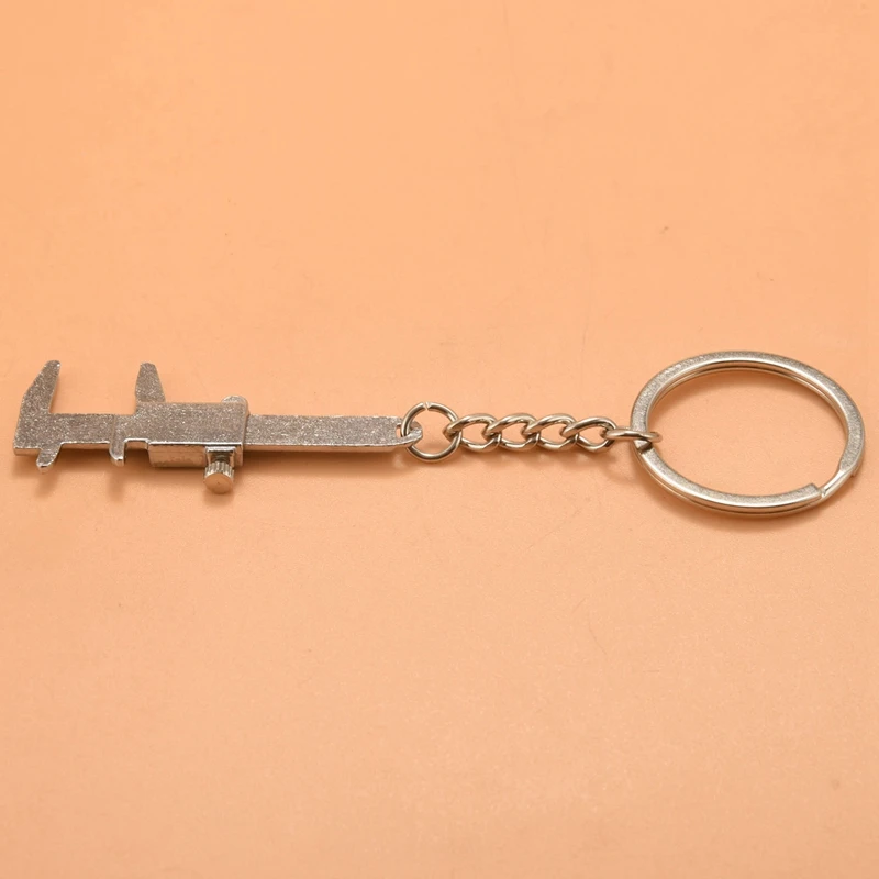 Useful Mini Vernier Caliper Tool Pendant Slider Slides Keyring Key Chain 10CM