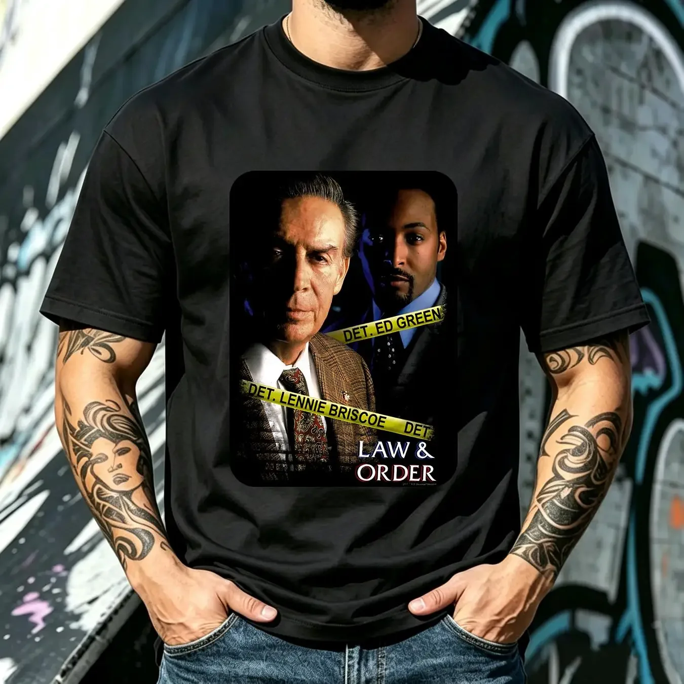 washed T Shirt Law and Order Briscoe Green Men's Heather long or short sleeves vintage Washed Comfortable designer clothes