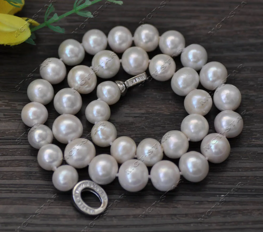 

Z13210 A+ 17" 14mm White Round Keshi Edison Pearl Necklace CZ Custom jewelry