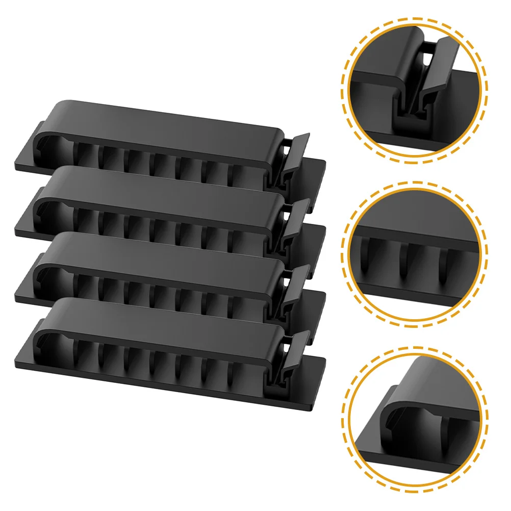 

4pcs Cable Organizer 8-Hole Self Adhesive Desktop Cord Keeper For Usb Charging Wires Headphone Cables Under Desk Clips
