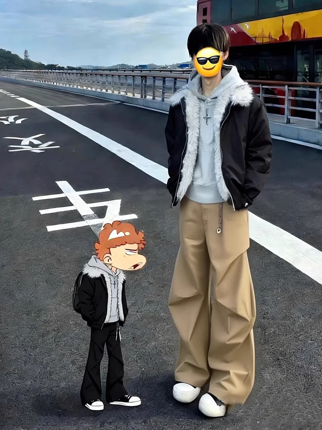 

Khaki Wide Leg Men's Autumn Winter Fce Casual Trousers Pleated Flared Cleanfit Teenage Straight Casual Pants