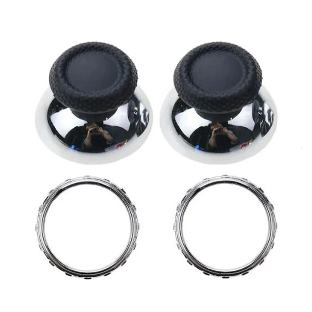 PS 5コントローラー用のクロームサムスティックアクセントリング、3Dアナログジョイスティックキャップ、交換用アクセサリー、1セット