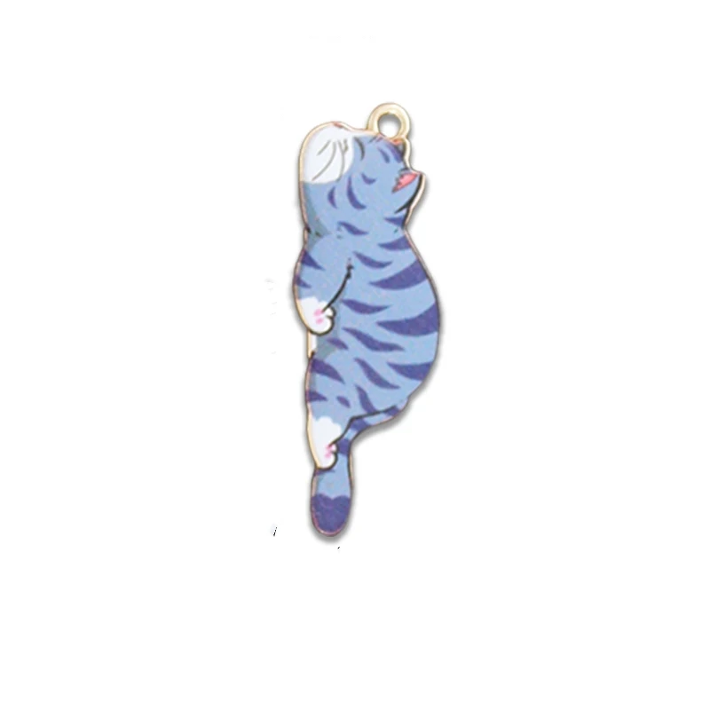 Cute Cat Metal Charm Pendant 20pcs Cartoon Animal Kitten Enamel Charms Kawaii Gold Earrings Making Accessories DIY Findings image 4