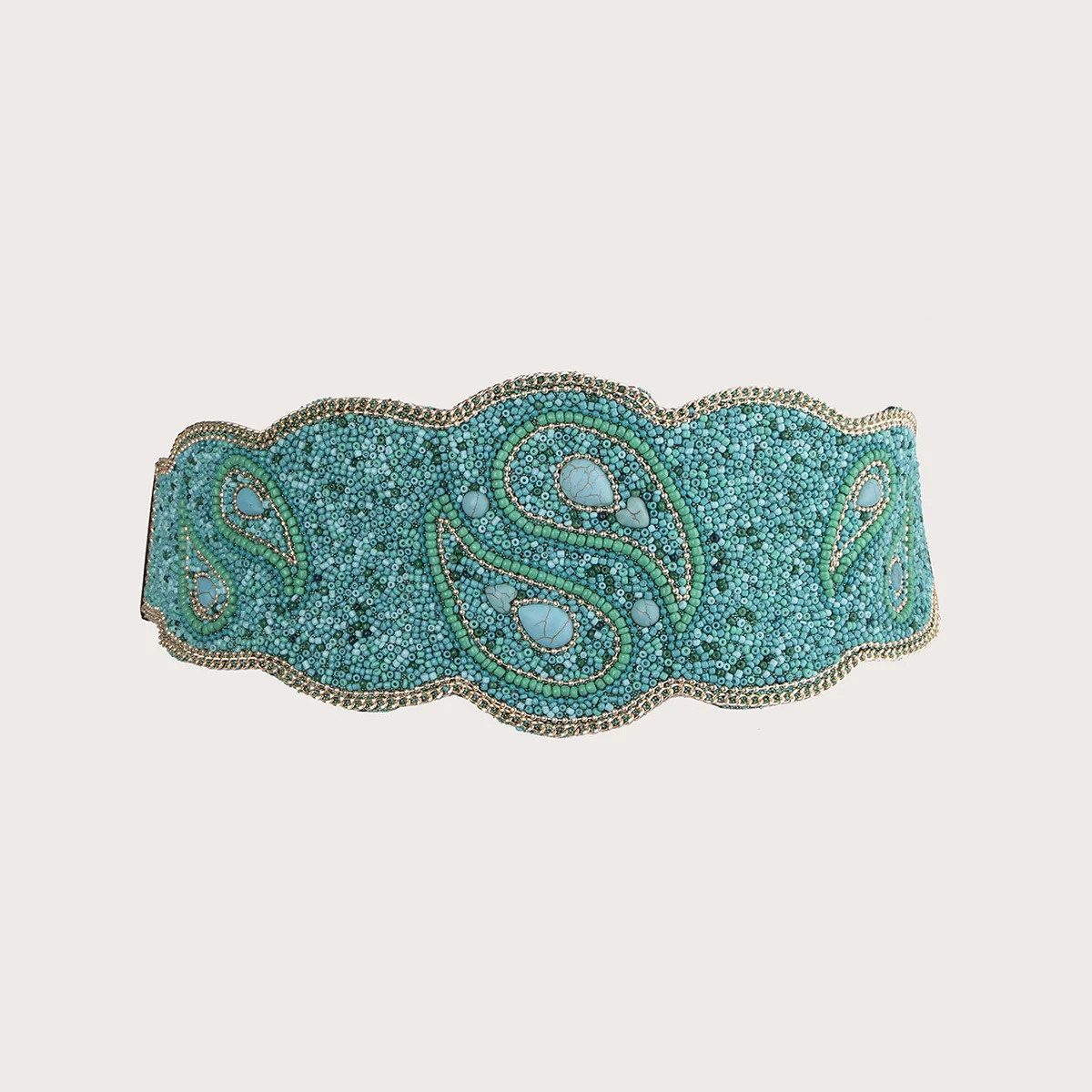 Ceinture large corset pour femme, motif chapelle Tai, perles, joint de taille élastique, robe décontractée, manteau décoratif bohème, ethnique, mode