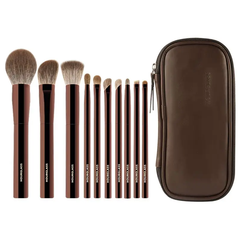 Hourglass Makeup Brush Set 10 Soft and Convenient Eyeshadow, Concealer, Stucco, Grooming Face Makeup Brushes