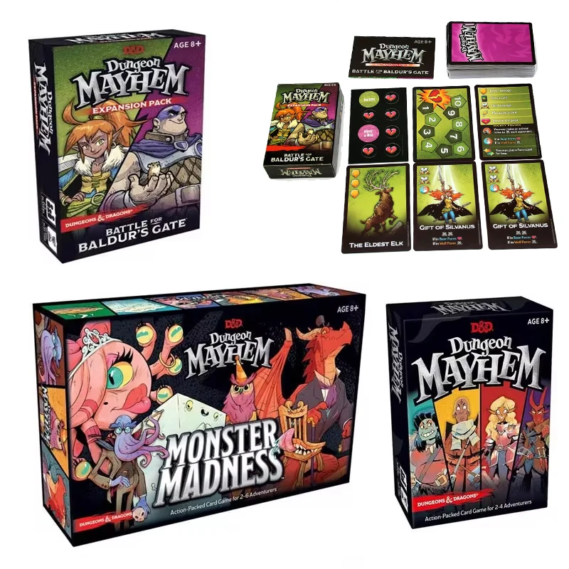 Baldur\'s Gate Dungeon Mayhem Family Parent-Child Party Board Game with Monster Madness All English Card Game Gift for Kids