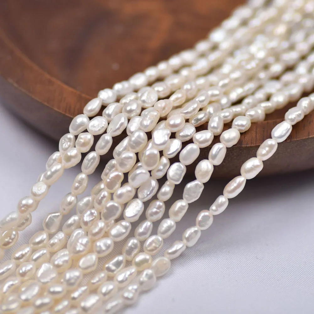 

3-4mm Irregular Shape Baroque Pearl Beads Natural Freshwater Pearl Beads for Jewelry Making DIY Necklace Bracelet Accessories