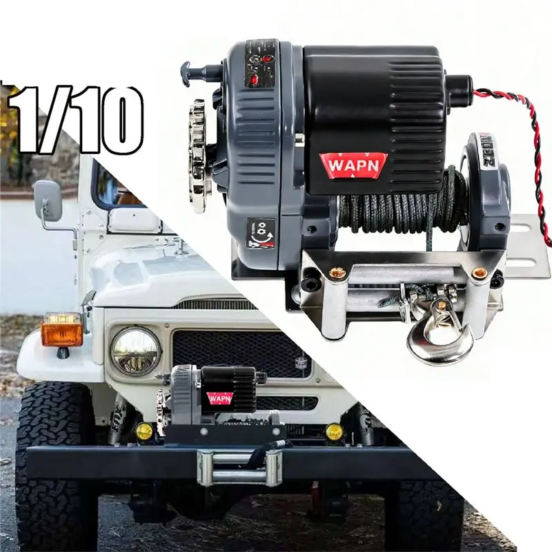 CYGJ-RC Симуляция лебедки для радиоуправляемых краулеров 1/10 и 1/8, автоматическая заменяемая деталь, имитация металлической лебедки, аксессуары для модернизации
