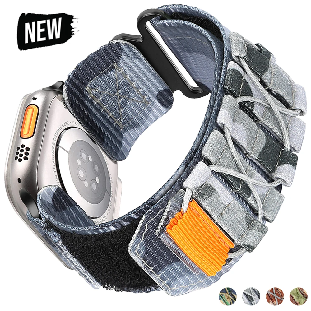 Tactical Nylon Strap for Apple Watch Band Ultra 3 49mm 46mm 44mm 41mm 45mm 38 40mm 42mm Bracelet Iwatch Series 10 9 8 6 SE 7 5 4