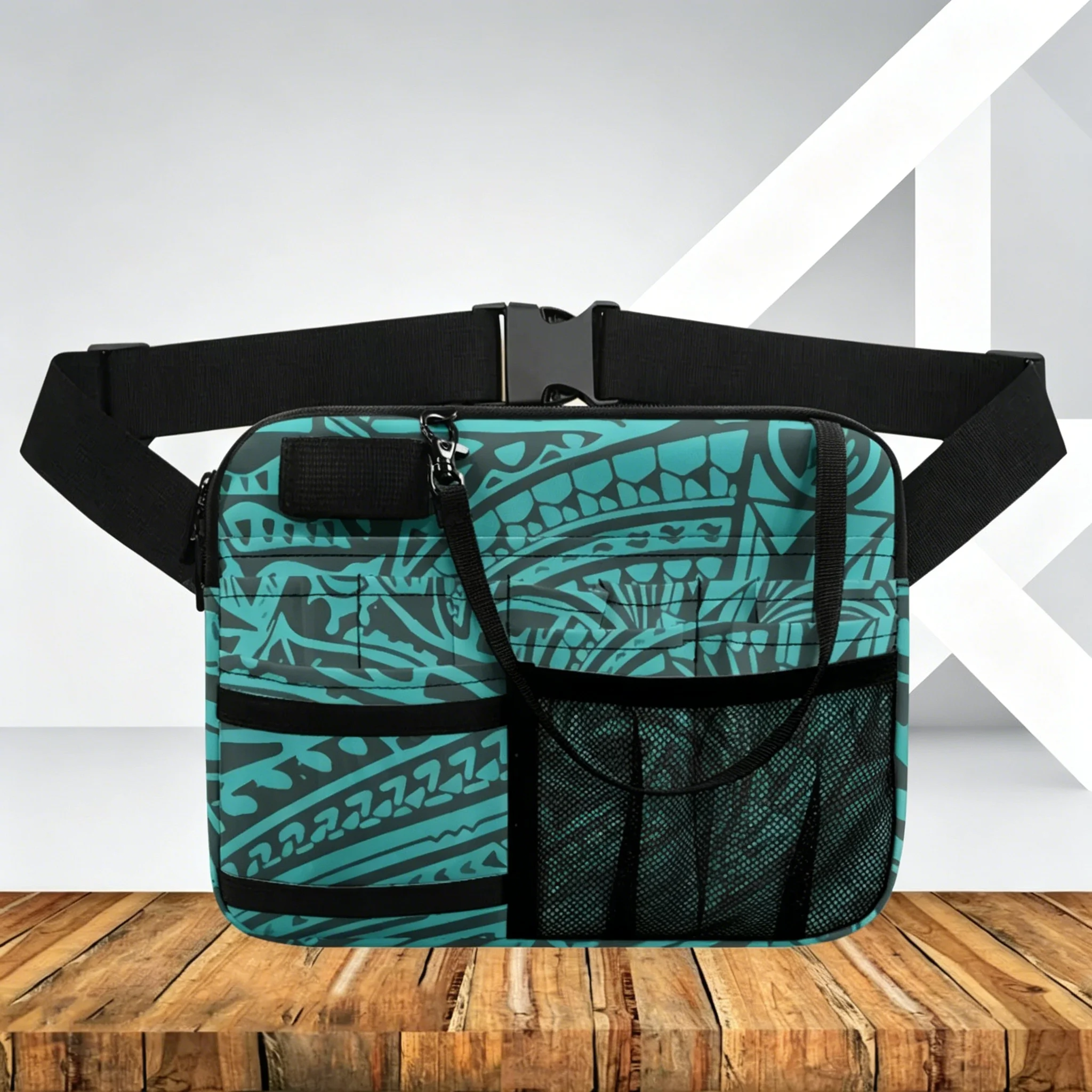 tribal-pattern-waist-bag-multi-pocket-utility-pouch-with-mesh-adjustable-strap-boho-style-accessory