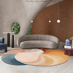 Nordic Shaped Carpet, Retro Rainbow, Round, Contrast Color, Carpets, Bedside Rug, Home, Living Room, Bedroom, Can Be Customized
