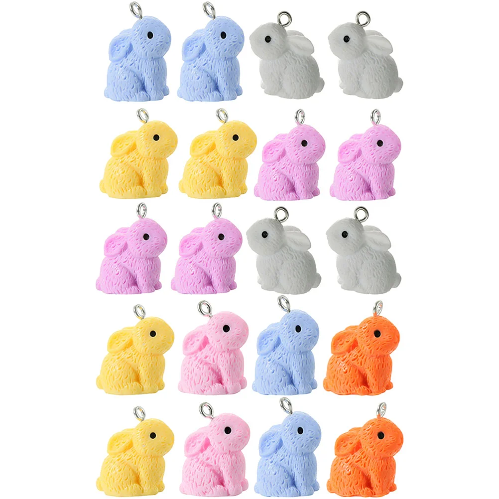

20 Pcs Decorate Rabbit Earrings Pendant Baby Coaster Filler Resin Necklace Hanging Ornaments