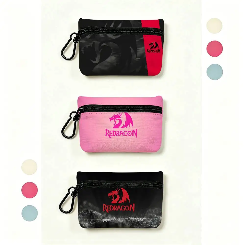 R-Redragon Mini Oxford Cloth Coin Purse With Carabiner Hook Portable Key Card Wallet Small Zipper Storage Pouch