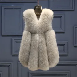 Women's Faux Fur Vests Winter Fox Fur Coat Sleeveless Oversized Female Warm Vest Fashion V Nek Casual Artificial Fur Vest Women