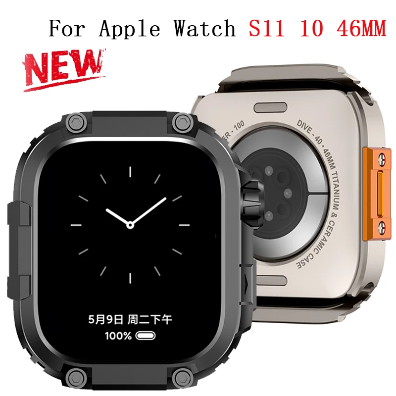 

Чехол для ПК для Apple Watch Series 11 10 46 мм, роскошный металлический защитный бампер, рамка для iwatch 10 11, 46 мм, аксессуары, защитный чехол