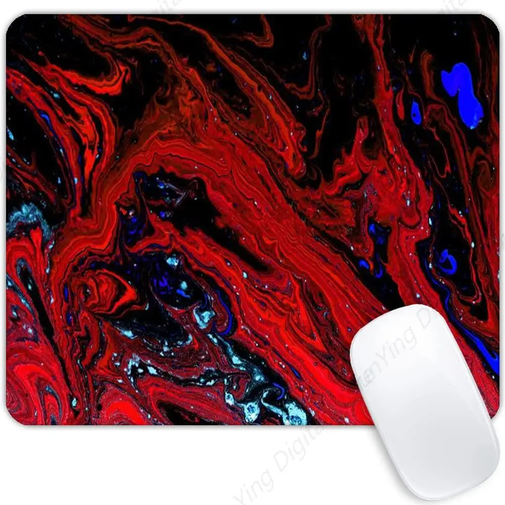 Red Magma Marble Printed Mouse Pad Anti Slip Rubber Mouse Pad Computer Laptop Office Desk Accessories 25*30cm