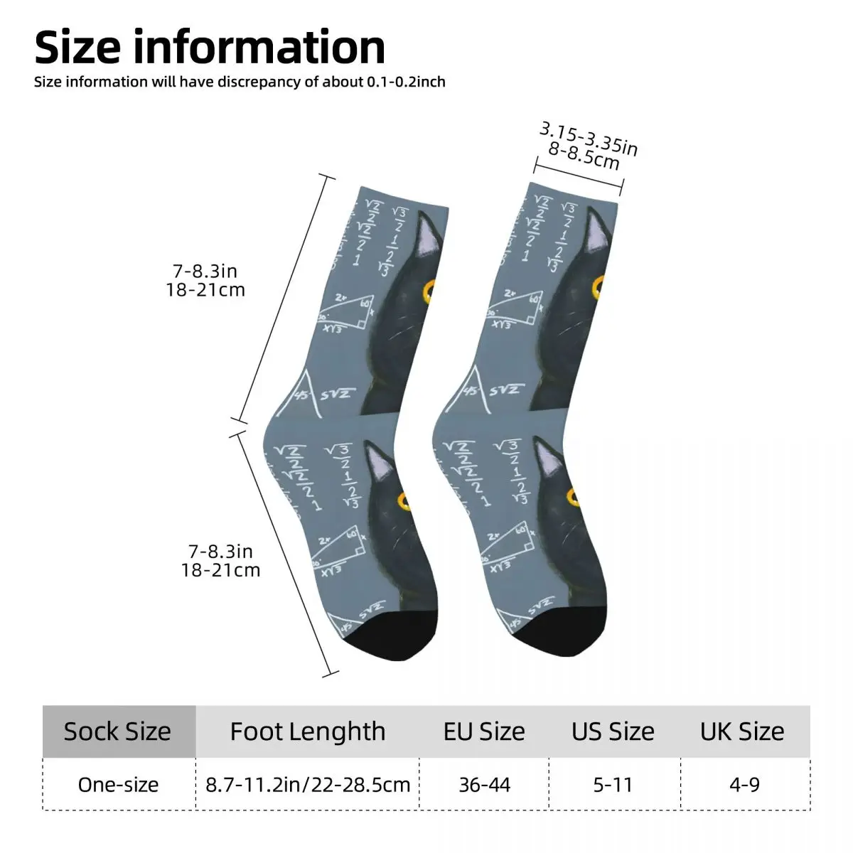 Happy Men's Socks Maths Cat Retro Harajuku Math Street Style Novelty Pattern Crew Crazy Sock Gift Printed