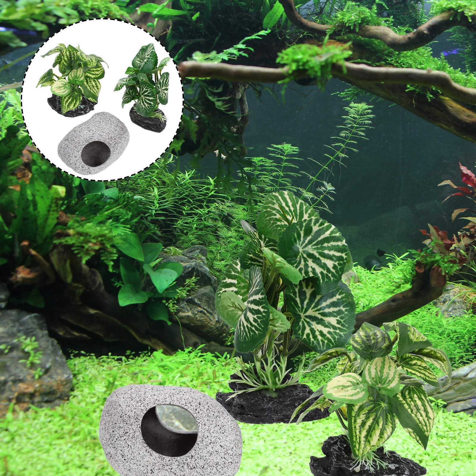

1Set Simulated Aquarium Grass Decorative Fish Cave Wear-Resistant Natural Aquarium Plant Fish Tank Accessory Lifelike Decoration